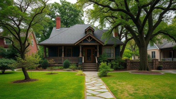 Charming historic homes for sale in San Antonio with a lush garden.