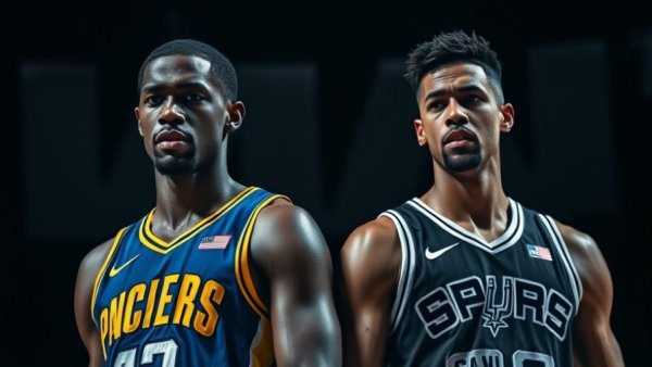 San Antonio Spurs vs Indiana Pacers promotional poster featuring players.