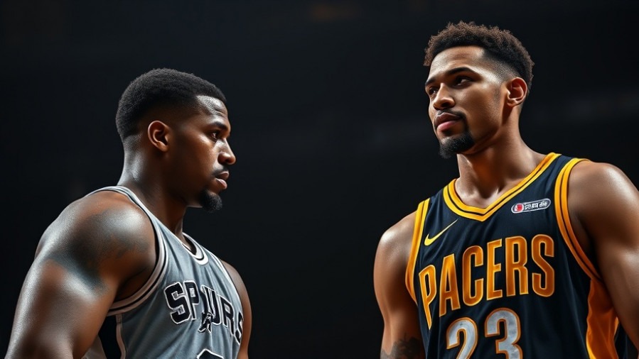 NBA Highlights Spurs vs Pacers promotional poster with players.