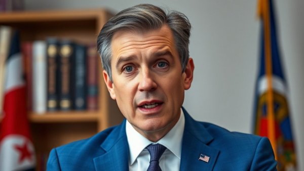 US captures Maduro news discussed by suited man in office.