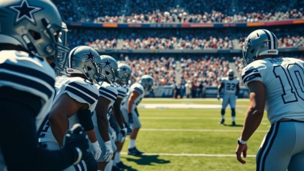 Dallas Cowboys players focused during game preparation, highlighting loss analysis.