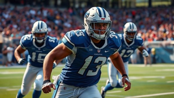 Dallas Cowboys player in action during game, showcasing draft strategy.
