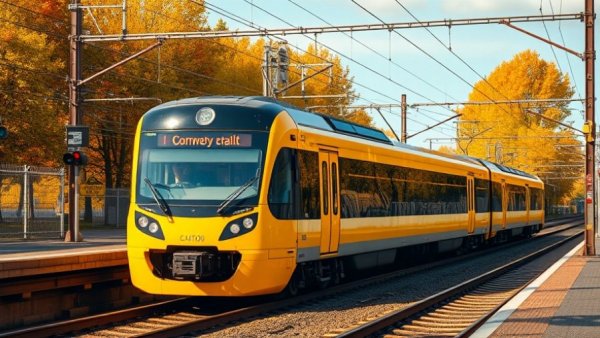Dallas Transit System Withdrawal scene with caution signs and train.