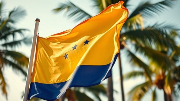 Venezuelan flag waving amid palm trees, highlighting Venezuela political asylum concerns.