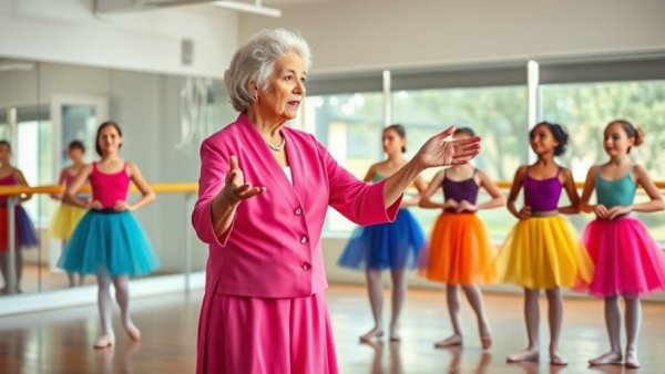 Carmen de Lavallade teaching dance to young ballerinas.