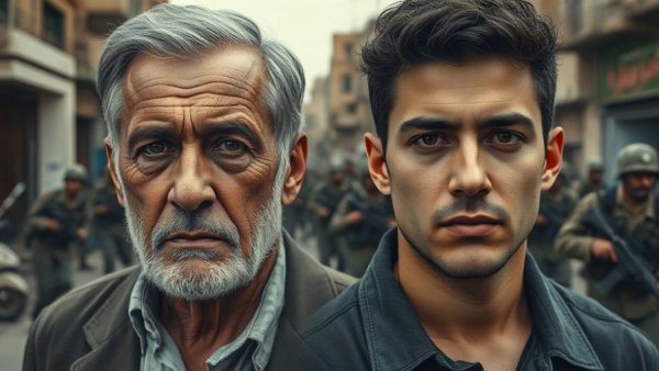 Israel Syria diplomatic dialogue depicted with serious men and soldiers.