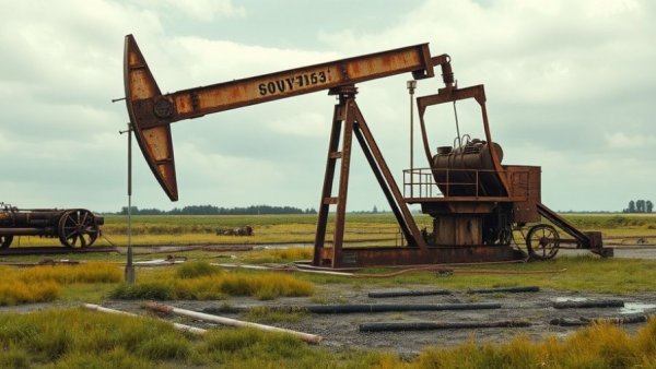 Venezuela oil industry equipment amid muddy environment.