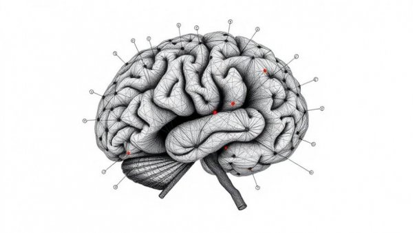 Brain connectivity diagram illustrating autism and aging