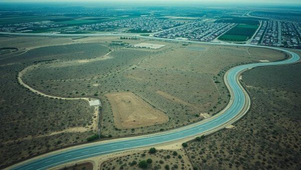 Northeast Side park area with undeveloped land and winding road