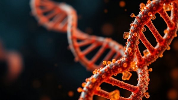 Intricate DNA strand representing human herpesvirus integration history.