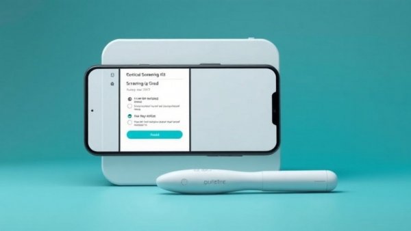 Modern at-home cervical cancer screening kit with smartphone interface