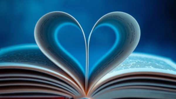 Heart-shaped book pages symbolizing love and predictions.