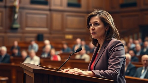 Confident woman speaks on ACA tax credits extension in session.