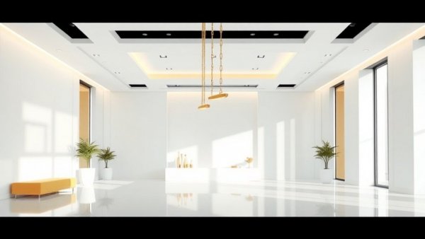 Modern lighting display at San Antonio showroom with gold accents.