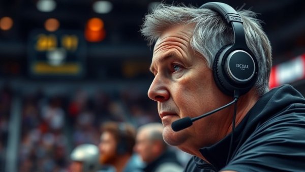 Focused coach during a viral sports moment in a live match.