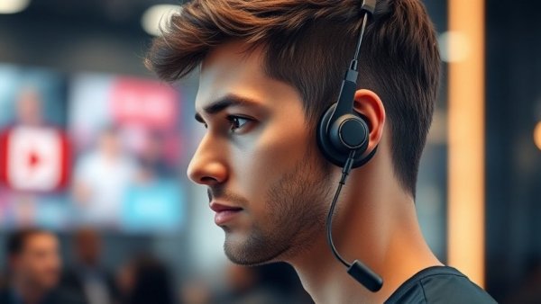 Young man in headset discussing predictions, showcasing viral fame on social media.