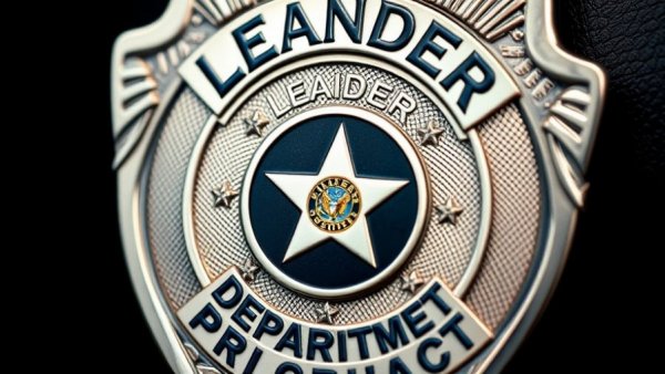 Leander Police badge related to bomb threat Leander High School.