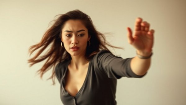 Woman explaining mental health techniques with blurred effect.