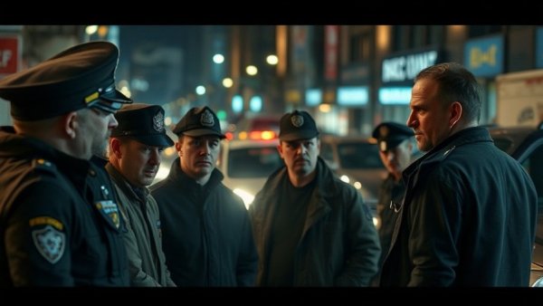 Detectives and officers on Portland street at night, Border Patrol shooting inquiry.