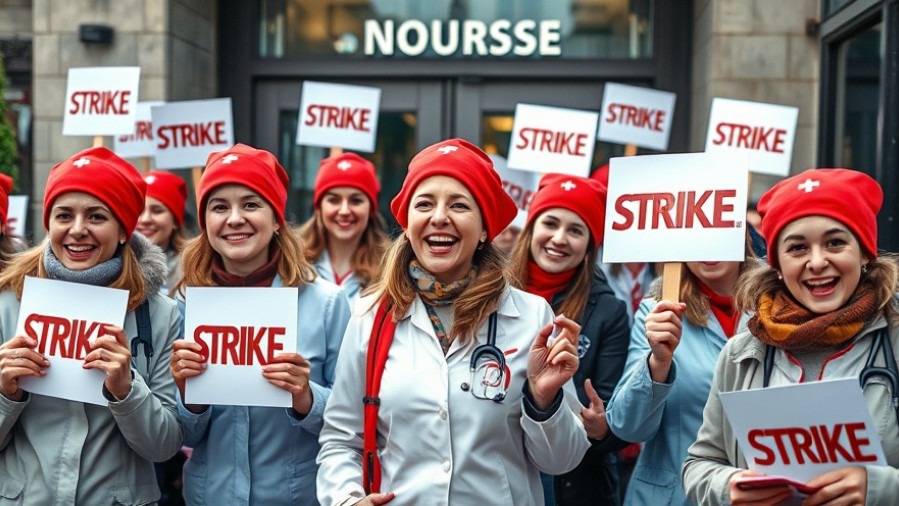 Nurses in red hats advocate at New York healthcare protests for patient care strike.