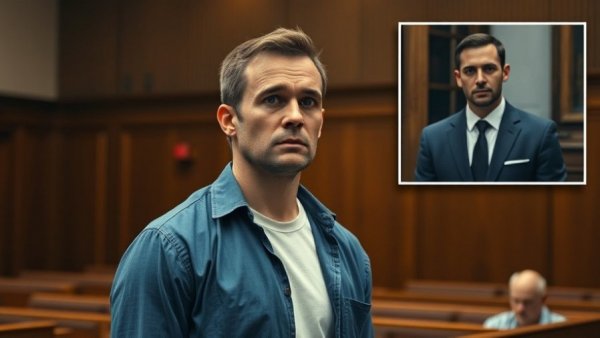 Somber courtroom scene at Uvalde school shooting trial, inset of another man.