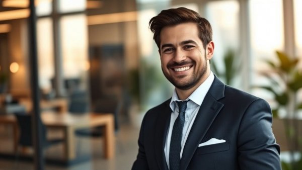 Confident professional in modern office, Dallas real estate market.