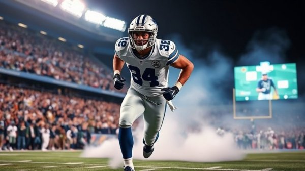 Dallas Cowboys player entering field with focus during game introduction, Dallas Cowboys Offseason Strategy.