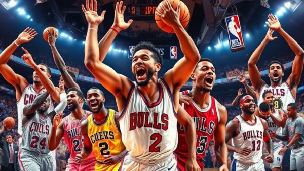 NBA's Nightly Recap dynamic player collage with intense action.