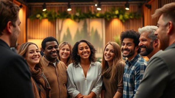 Three individuals discussing Sinners movie success in warm forest-themed setting.