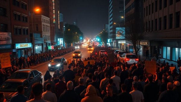 Fiery nighttime protest with large crowd highlighting Iran protests significance.