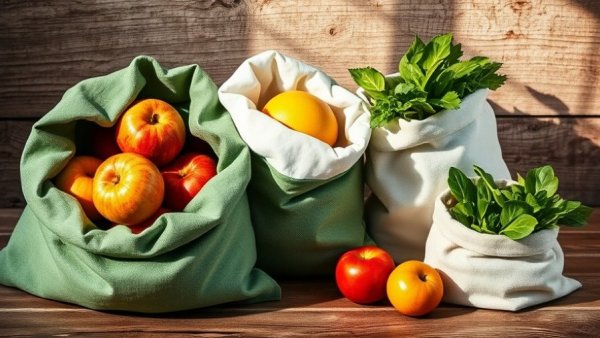 Fresh produce in cloth bags symbolizing Food Insecurity in Canada.
