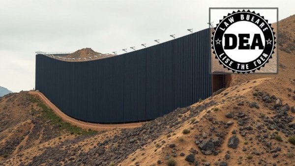 Border wall and DEA badge highlighting Mexican cartels fentanyl meth crisis.