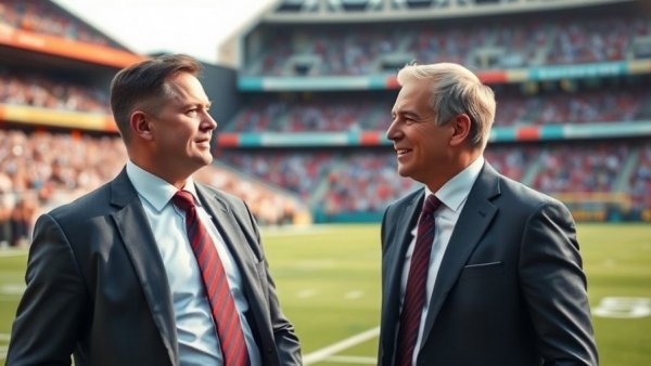 Exclusive interview discussing team dynamics in sports strategy on the football field.