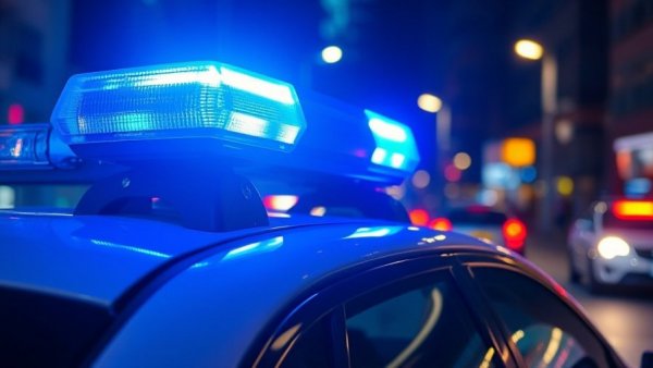 San Antonio crime reports visualized with police lights at night.