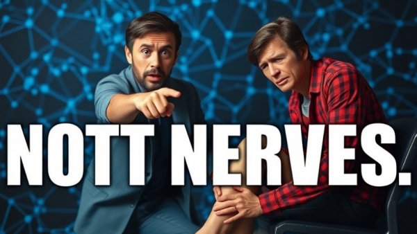 Surprised person points at someone holding foot, abstract background, mental wellness for seniors.