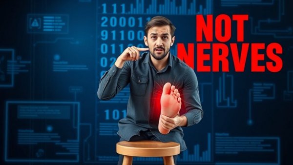 Burning feet not a nerve problem highlighted in informative image.