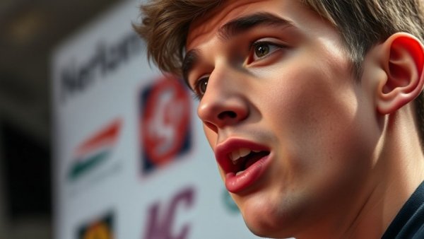 New Era in Sports: Young man speaking at a sports event interview.