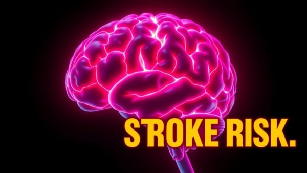 Brain illustration highlighting stroke risk and brain health.