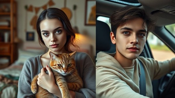 Bexar County youth with introspective expressions in cozy and vehicle settings.