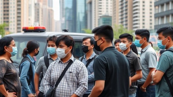 Masked individuals and law enforcement near van during ICE operations in Texas.