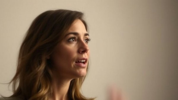 Blurred woman speaking passionately about mental health tips.