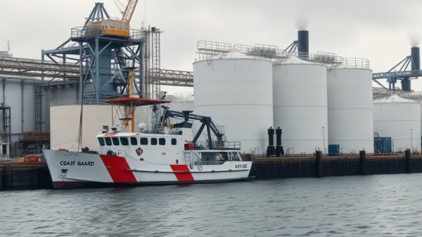 Industrial waterfront in Corpus Christi with storage tanks related to water deal with Valero.