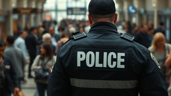 Minnesota restaurant ICE enforcement impact: officer in a bustling interior.