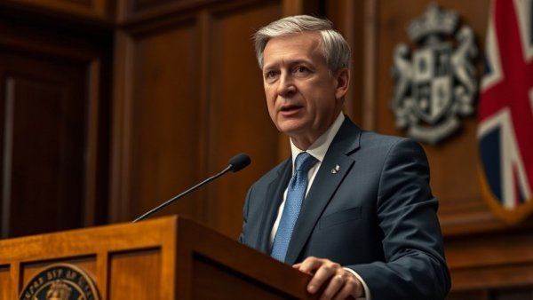 Man in suit speaks on Trump's Tariff Threat Over Greenland at podium.