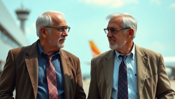 Two men conversing at airport, Trump invites Putin to Board of Peace.