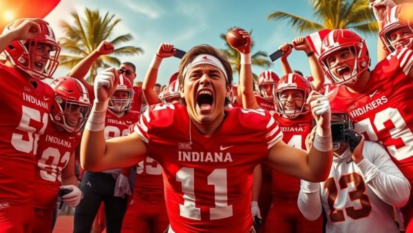 Indiana Hoosiers football team celebrating a national championship.