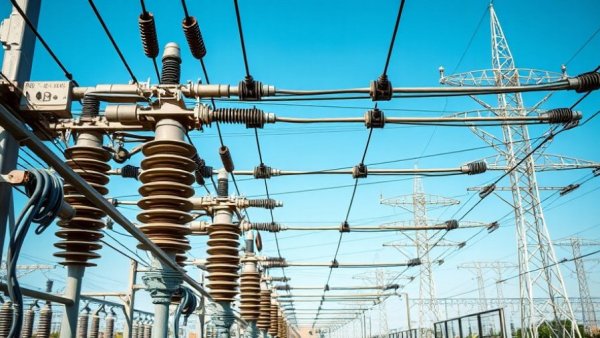 Detailed view of electrical substation highlighting ERCOT data center interconnection process TX.