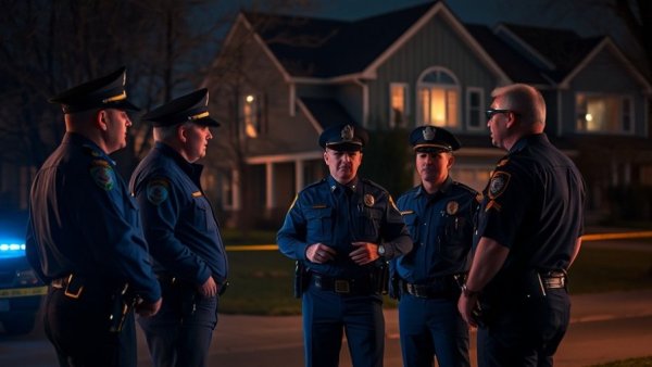 Police officers at San Antonio crime scene at night