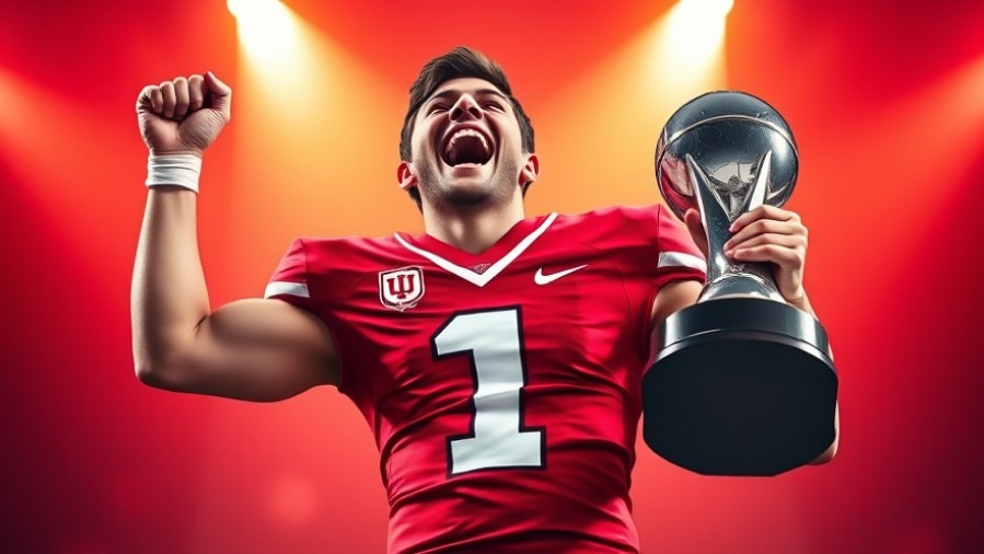 Indiana Game-Sealing Interception celebration with athlete holding trophy.