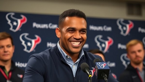 DeMeco Ryans Houston Texans leadership at press conference smiling